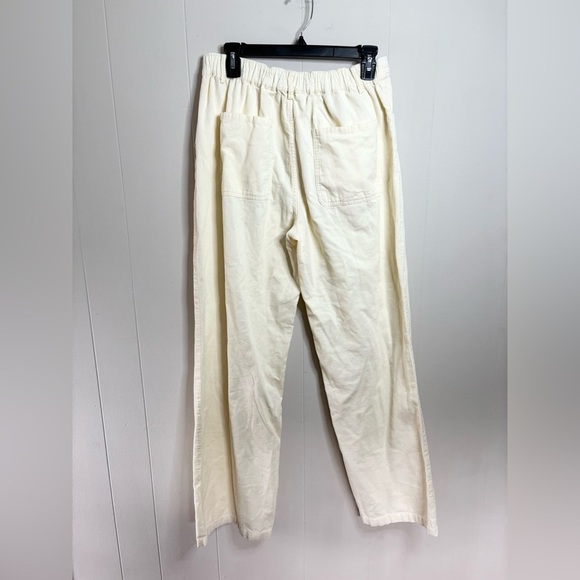 WeWoreWhat white cream elastic back corduroy pants wide leg size L - Picture 3 of 5